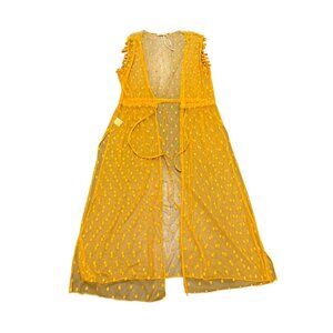 Women’s Vintage Miya Collection Sheer Mesh Robe Orange Polka Dot
